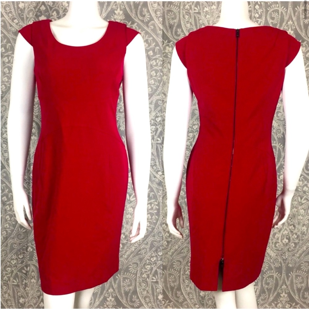 Adorable cap sleeve red dress with stunning zipper